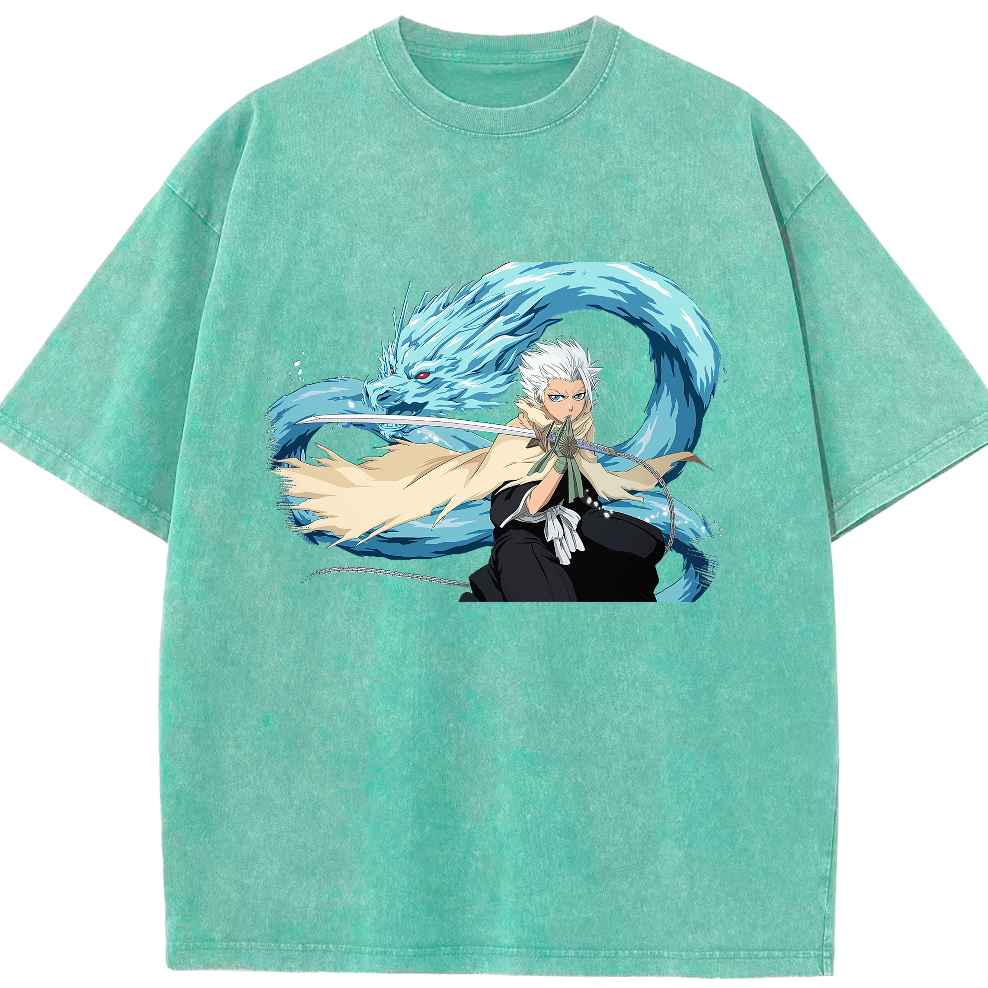 （画像用） ブリーチ 日番谷冬獅郎（ひつがや とうしろう） BLEACH Hitsugaya Toushirou 綿100% ヴィンテージ風 半袖Tシャツ（フロントプリント）